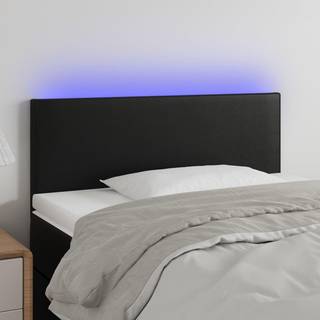 sengegavl med LED-lys 90x5x78/88 cm kunstlæder sort
