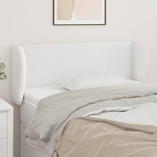 sengegavl med kanter 103x23x78/88 cm kunstlæder hvid