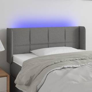 sengegavl med LED-lys 93x16x78/88 cm stof mørkegrå