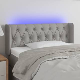 sengegavl med LED-lys 103x16x78/88 cm stof lysegrå