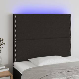 Sengegavl Med Led-Lys Stof Sort - 100 x 5 x 118/128 cm