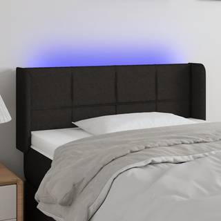 Sengegavl Med Led-Lys Stof - Sort / 103 x 16 x 78/88 cm