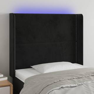 sengegavl med LED-lys 83x16x118/128 cm fløjl sort
