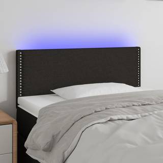 Sengegavl Med Led-Lys Stof Sort - 80 x 5 x 78/88 cm