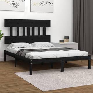 sengeramme 200x200 cm massivt træ sort