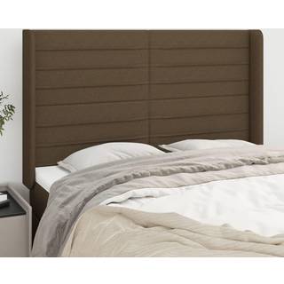 Sengegavl Med Kanter 83X16X78/128 Cm Stof - Mørkebrun / 147 x 16 x 118/128 cm