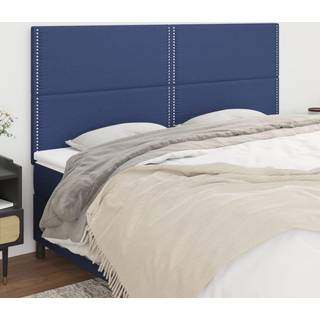 Sengegavle 80X5X78/88 Cm Stof Blå - Høj / 200 cm