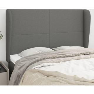 Sengegavl Med Kanter Stof - Mørkegrå / 147 x 23 x 118/128 cm