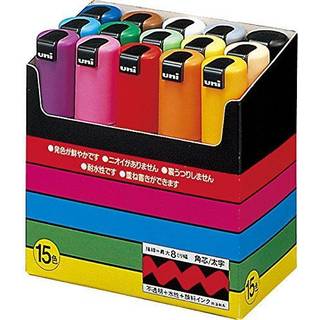 15 Posca Paint Markers 8k Broad Posca -mark?rer med brede mejselspidser S?t akrylmalingspenner til kunstartikler Fabric Maling Fabric Markers Pen