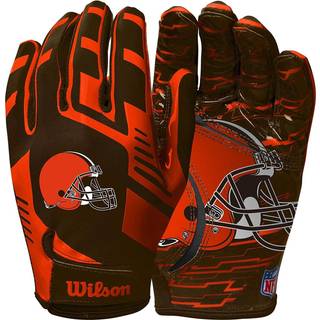 Wilson NFL Stretch Fit Football Gloves - Youth Cleveland Browns