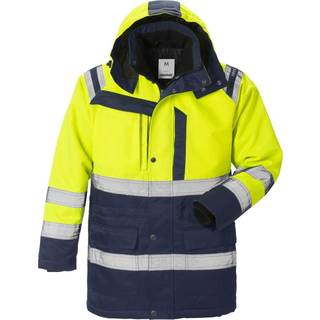Fristads 119629 HiVis parkajakke kl.3 4042 / Arbejdsjakke Hi-Vis gul/Marine S