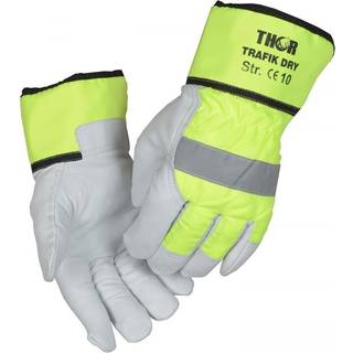 THOR Trafik Dry gedeskindshandske str.8 rigger hvid/gul