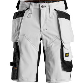 Snickers 6147 allroundwork, stretch dameshorts med hylsterlommer hvid/sort 54