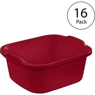 Sterilit praktisk ekstra stor kraftig multifunktionelt hjem 12 kvart standard synke opvask plast opbevaring pande rød (16 pakke)