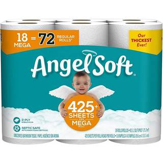 Angel Soft toiletpapir 72 Regelm?ssige ruller 18 t?lling