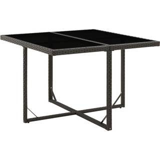 havebord 109x107x74 cm polyrattan og glas sort