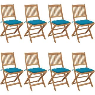 Foldbare Havestole Med Hynder Massivt Akacietræ - 8 / Lyseblå / Uden armlæn