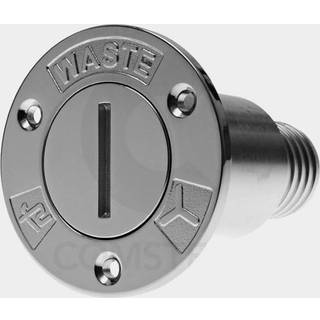 Dæksgennemføring septik Maestrini Chrome Plated Deck Fitting Waste, ISO 8099:2000, lige, kromet messing &amp; låg i kromet messing, for Ø38 mm slange