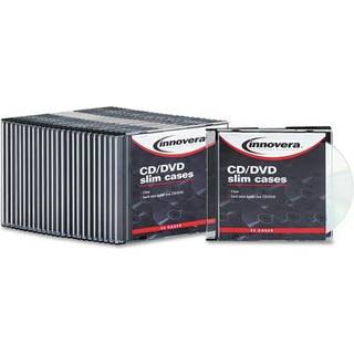 INNOVERA IVR85825 CD/DVD Slim Jewel Cases - Clear/Black (25/Pack)