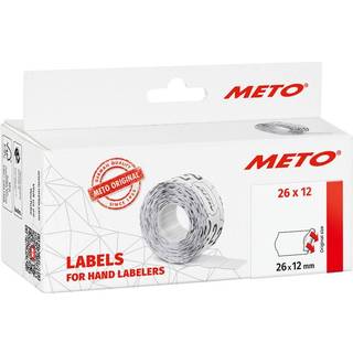 Meto Prisetiketter, Perm. 26x12mm, 1linje, 9506165 FlourRød 6x1000stk