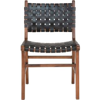 Perugia spisebordsstol, læder/teak, sort