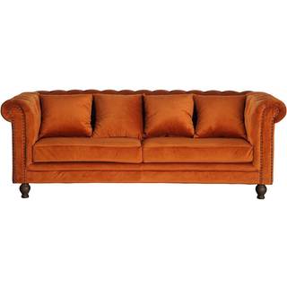 Velvet 3 personers Sofa  - Natur og Rusty Cognac