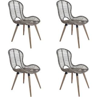 spisebordsstole 4 stk. naturlig rattan brun