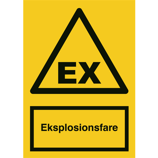 Advarselsskilt - Eksplosionsfare - Plast - 210 x 148 mm (A5)