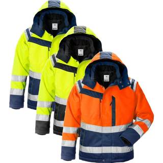 Fristads 131110 Hi Vis vinter jakke dame kl.3 4143 PP / Arbejdsjakke Hi-Vis Orange/Marine 2XL