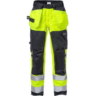Fristads 129520 Flamestat Hi Vis stretch håndværkerbukser kl.2 2167 / Arbejdsbukser Hi-Vis gul/Marine C146