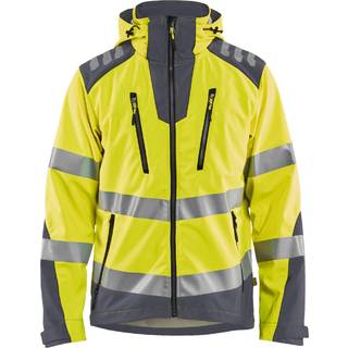 Blåkläder 4491 High Vis Softshell Jakke / High Vis Softshell Arbejdsjakke - XS - High Vis Gul/Mellemgrå