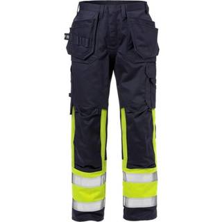 Fristads 125941 Flame Hi Vis håndværker bukser kl.1 2586 FLAM / Håndværkerbukser / Arbejdsbukser Hi-Vis gul/Marine C62