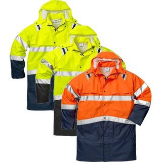 Fristads 114040 Hi Vis regnfrakke kl.3 4634 Hi-Vis Orange/Marine 2XS