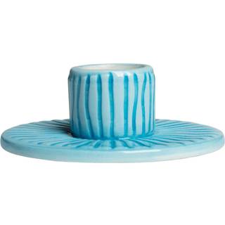 Mateus Stripes Lysestage 8 Cm - Lysestager Keramik Turkis - ETU08ST