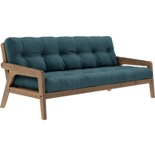 Grab Sovesofa Fra Karup Design i Massiv FSC Fyrretræ | Japandi - Carob Brown - 757 Petrol Blue