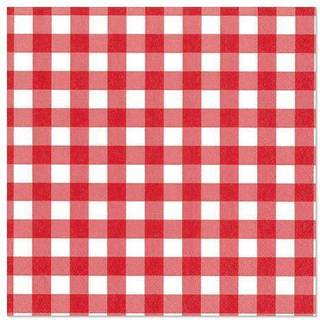 100 stk. Rød og Hvid ternet servietter Vichy Karo 3-lags frokostserviet 33 cm