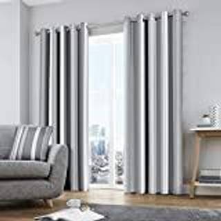 Fusion Fusion Grey/White Whitworth Eyelet Curtains