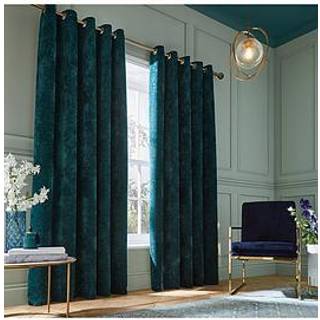 Hyperion Hyperion Teal Blue Selene Luxury Chenille Weighted Thermal Lined Eyelet Curtains
