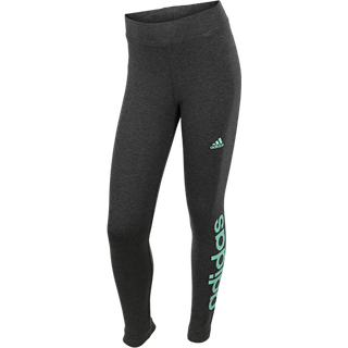 Essentials Linear Logo Cotton tights - Dark Grey Heather / Easy Green - 152