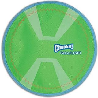 Chuckit! Max Glow Paraflight Flying Disc Dog Toy - Water Floating Flyer - Holdbar nylonkonstruktion med bl?de gummi kanter - til mellemstore og s