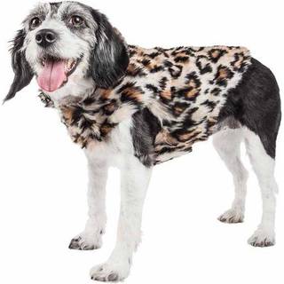 PET LIFE LUXE 'LAB-PARD' bl?ndende leopardm?nstret mink pelshundfrakke-hunde jakke med let kroge-og-sl?jfe maveindkapslinger-vinterhundfrakker ti