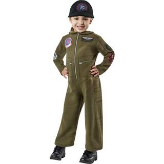 Rubies baby/sm?b?rn Top Gun Maverick fleece kostume jumpsuit og cap som vist