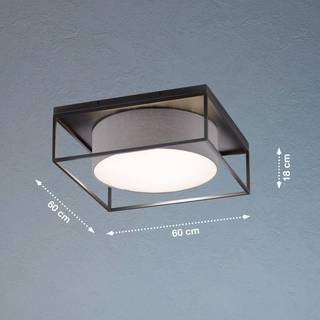 Loftslampe Carre 60x60cm stofskærm grå