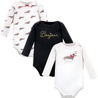 Hudson baby unisex baby bomuld langærmet bodysuits bonjour dachshund 0-3 måneder