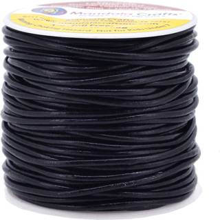 Mandala Crafts Round Cowhud ?gte sort l?der ledning til smykker, der fremstiller kumihimo l?der reb spole - sort l?der streng blonder - 20 yds 2m