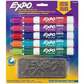 Expo Low Odor Dry Erase Marker Starter Set med White Board Eraser Chisel Tip Dry Erase Markers Assorterede farver 11-delt s?t