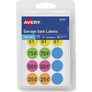 Avery Garage Sale aftagelige etiketter 3/4 tommer runde etiketter forskellige farver Ikke-udskrivbare 315 prisklisterm?rker i alt (6725)