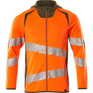 MASCOT ACCELERATE SAFE hættetrøje med lynlås, hi-vis orange/mørk marine - S