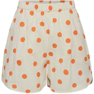 PIECES dame shorts PCADDI - Cloud Cream FLAME ORANGE DOTS - XS