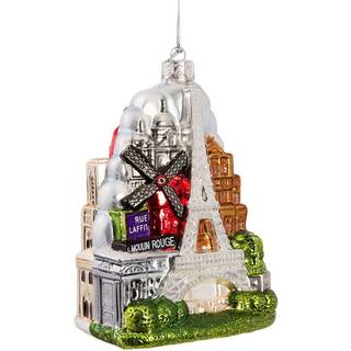 Kurt S. Adler Kurt Adler 5-tommer Glass Paris City Ornament Set med 1 r?d/hvid/bl?